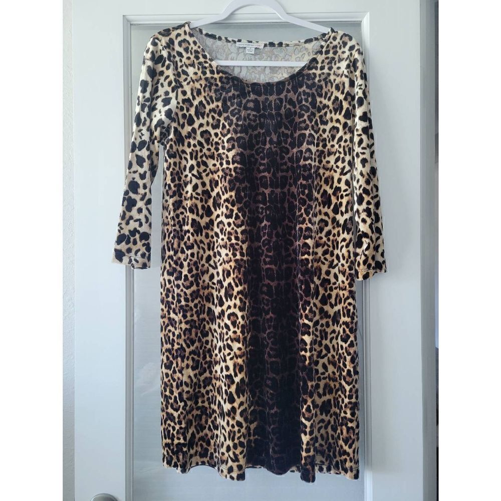 Isaac Mizrahi Leopard Print‎ Faux Velvet Dress Size Small Medium